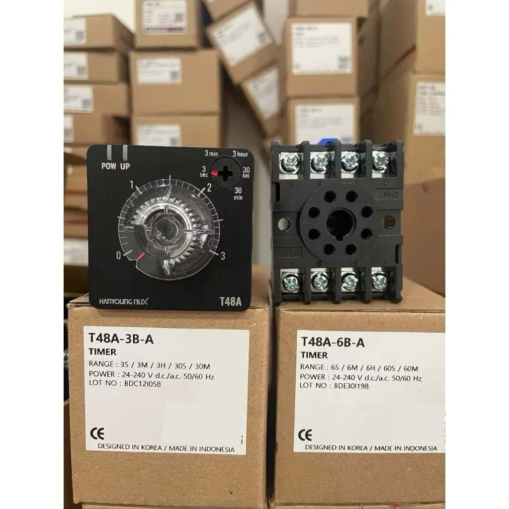 Rơ le thời gian Hanyoung T48A 220V kèm đế, relay thời gian điện tử,timer hanyoung, rơ le thời gian, rơ le hẹn giờ, timer