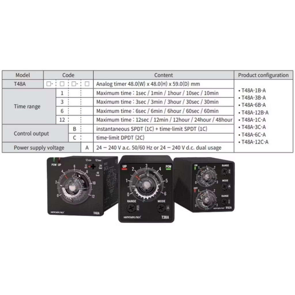 Rơ le thời gian Hanyoung T48A 220V kèm đế, relay thời gian điện tử,timer hanyoung, rơ le thời gian, rơ le hẹn giờ, timer