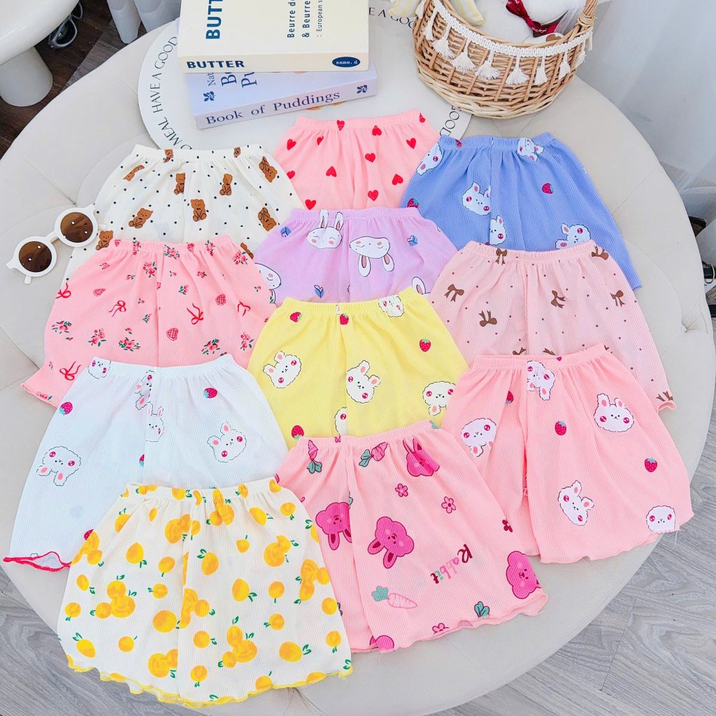 Comboo 5-10 quần đùi chục thun tăm lạnh bèo mềm mát cho bé gái mặc hè