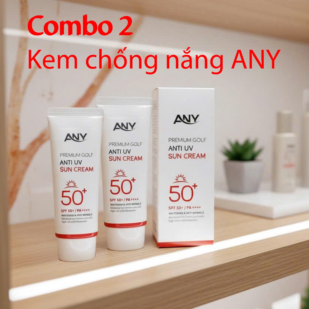 Combo 2 Kem Chống Nắng Any Hàn Quốc 60ml Premium Golf Anti UV SPF 50+ Chống nắng Nâng tông, giúp trắng da, không bết).