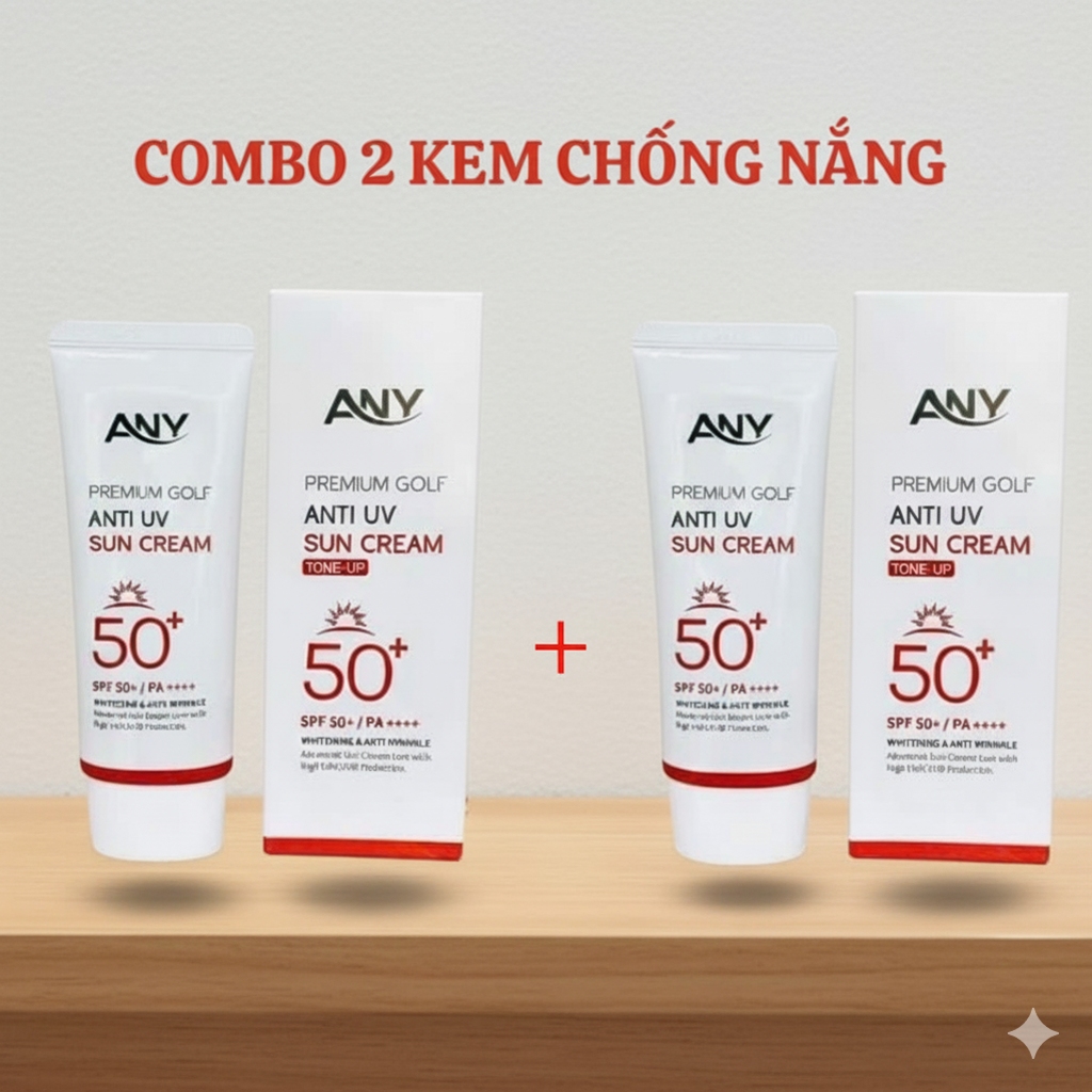 Combo 2 Kem chống nắng ANY Hàn Quốc Chính hãng, Chống nắng nâng tone trắng hồng tự nhiên.