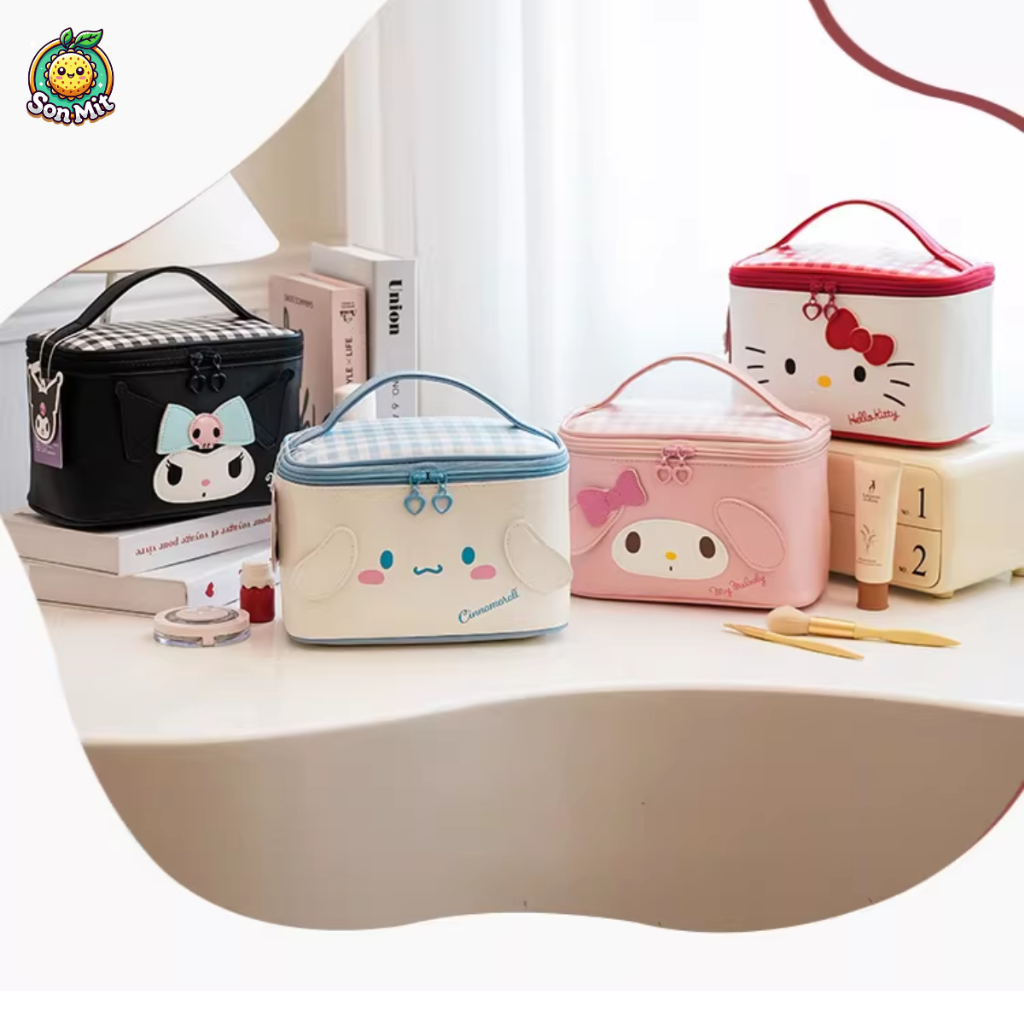 [SẴN] Túi hộp vải đựng máy ảnh, đồ trang điểm Hello Kitty, My Melody, Cinnamoroll đáng yêu