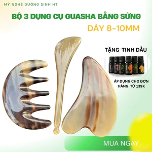 Bộ dụng cụ guasha bằng sừng giúp massage nâng cơ,giảm nếp nhăn,trẻ hóa làn da-MỸ NGHỆ DƯỠNG SINH HT
