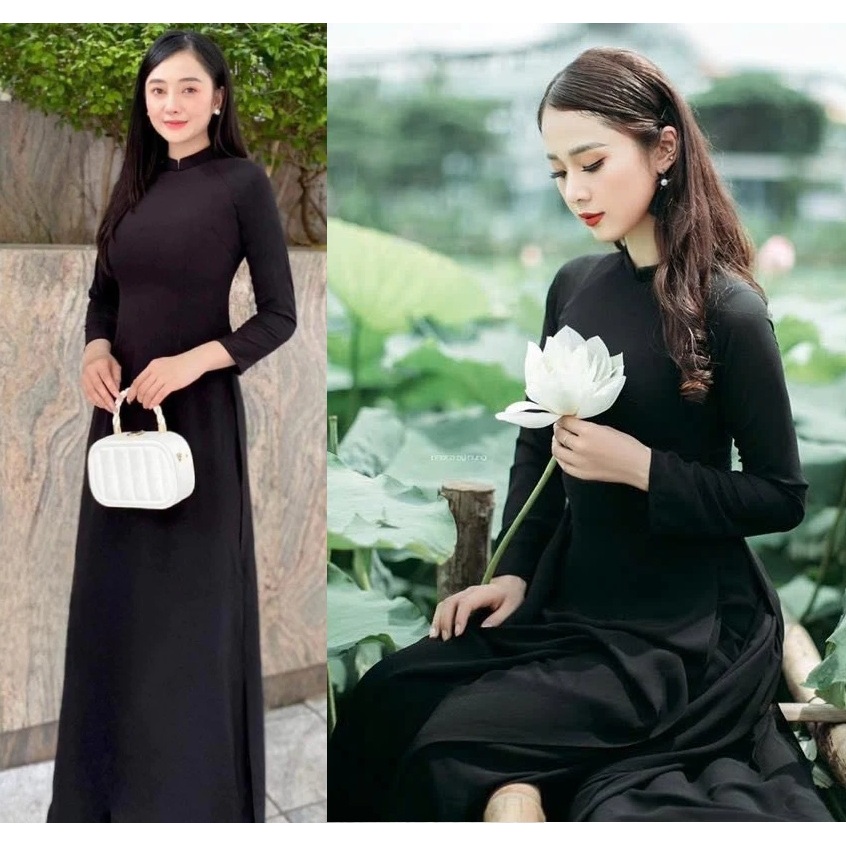 Áo Dài Trơn Lụa Mỹ Co Giãn Nhẹ Nhiều Màu Tôn Dáng, Áo Dài Bưng Quả Kỷ Yếu Đồng Phục Nhóm May Sẵn Đủ Size S-3XL T1465G