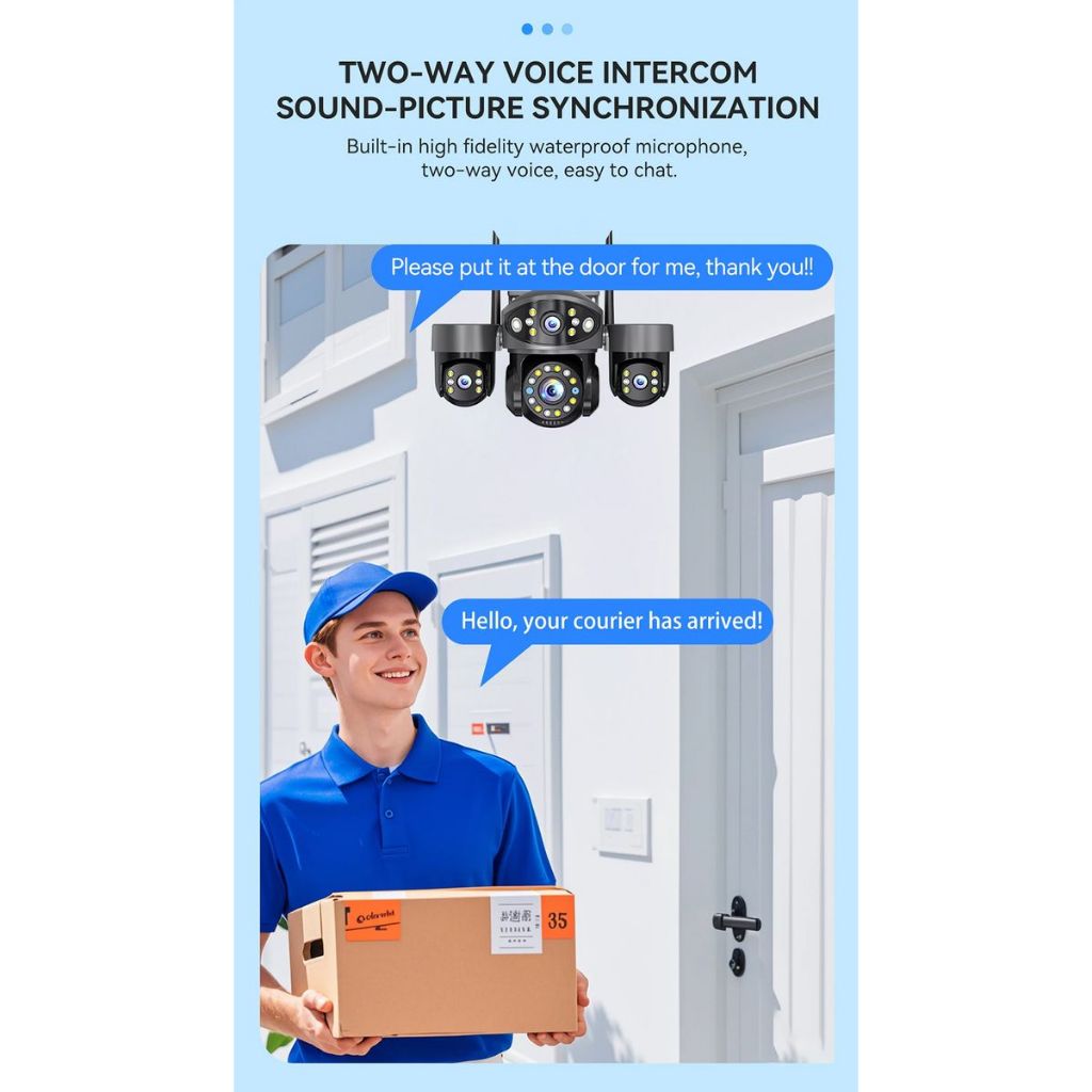 (MỚI 2026) Camera WIFI YOOSEE 4 mắt 4 khung hình độ phân giải siêu nét chất Lượng Cao, Xoay 360 Độ, Chống Nước