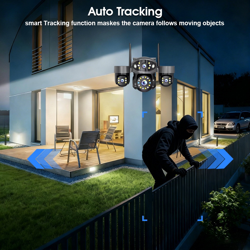 (MỚI 2026) Camera WIFI YOOSEE 4 mắt 4 khung hình độ phân giải siêu nét chất Lượng Cao, Xoay 360 Độ, Chống Nước