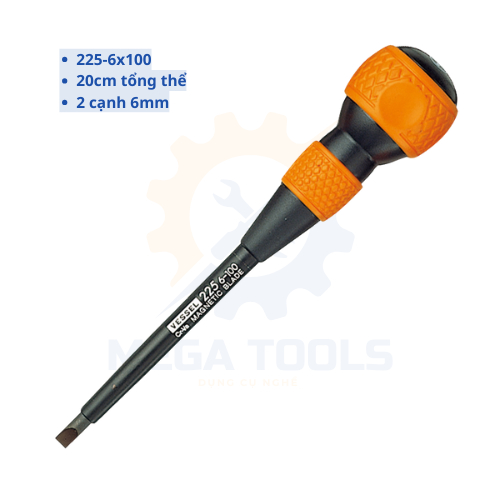 Tô vít cách điện Vessel No.225 Nhật Bản (+2x100, +2x150, -6x100, -6x150) - Mega Tools