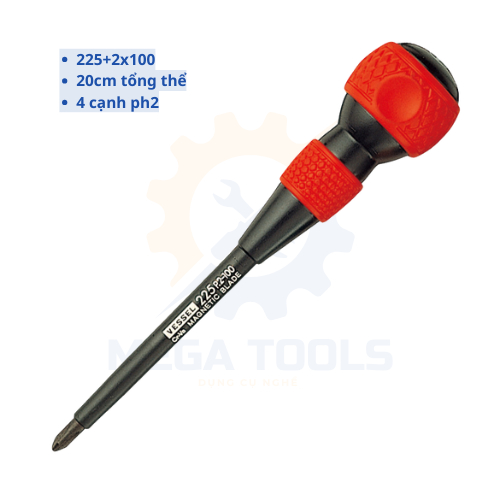 Tô vít cách điện Vessel No.225 Nhật Bản (+2x100, +2x150, -6x100, -6x150) - Mega Tools