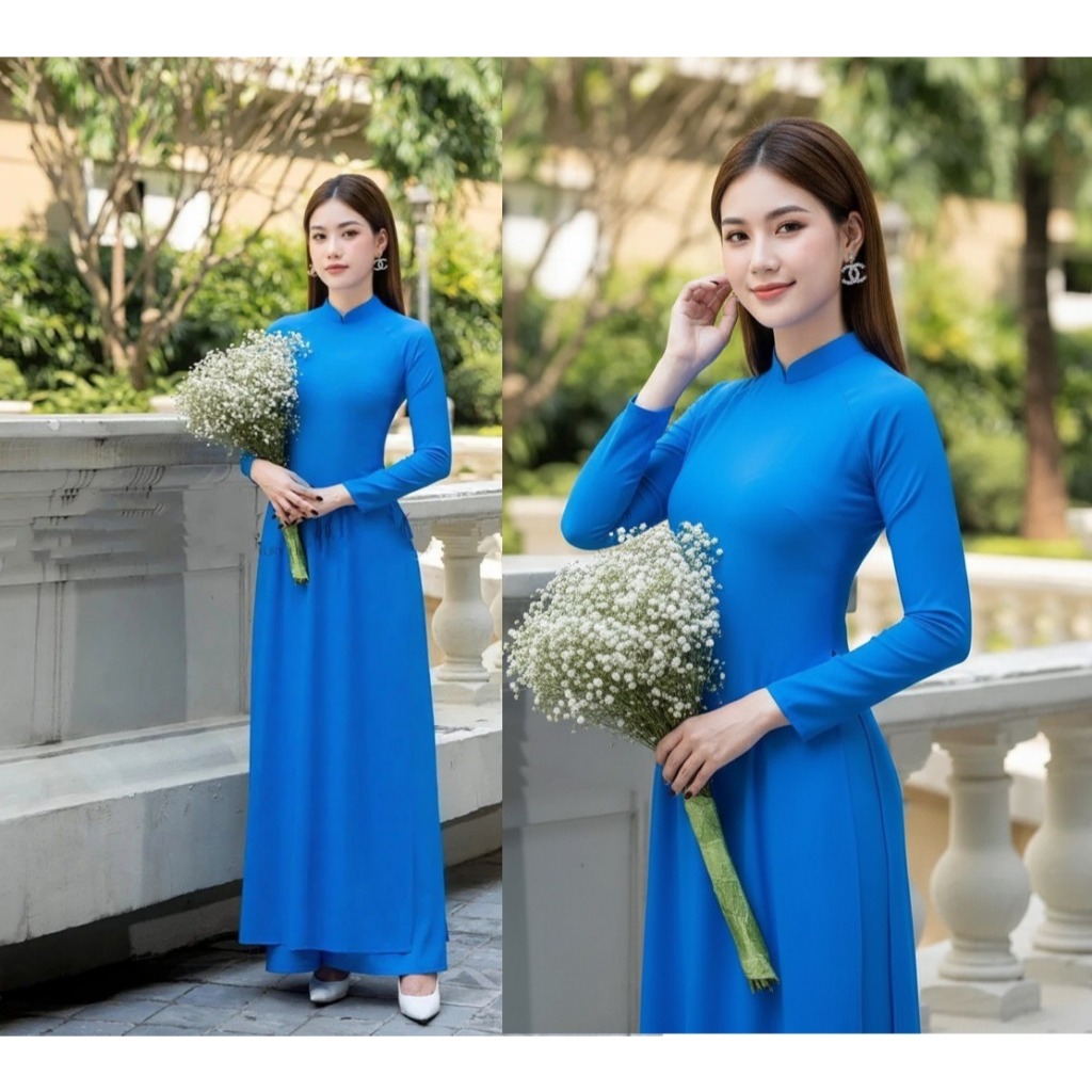 Áo Dài Trơn Lụa Mỹ Co Giãn Nhẹ Nhiều Màu Tôn Dáng, Áo Dài Bưng Quả Kỷ Yếu Đồng Phục Nhóm May Sẵn Đủ Size S-3XL T1465G