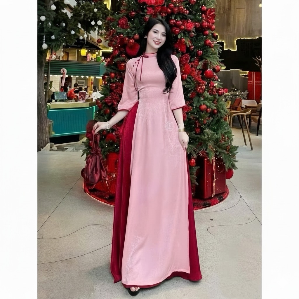 Áo Dài Cách Tân Dáng Ôm Phối Cúc Tàu Cổ Lệch Tôn Dáng Bộ Trang Phục Truyền Thống Việt Nam Hiện Đại Đi Tiệc Xinh T1467G