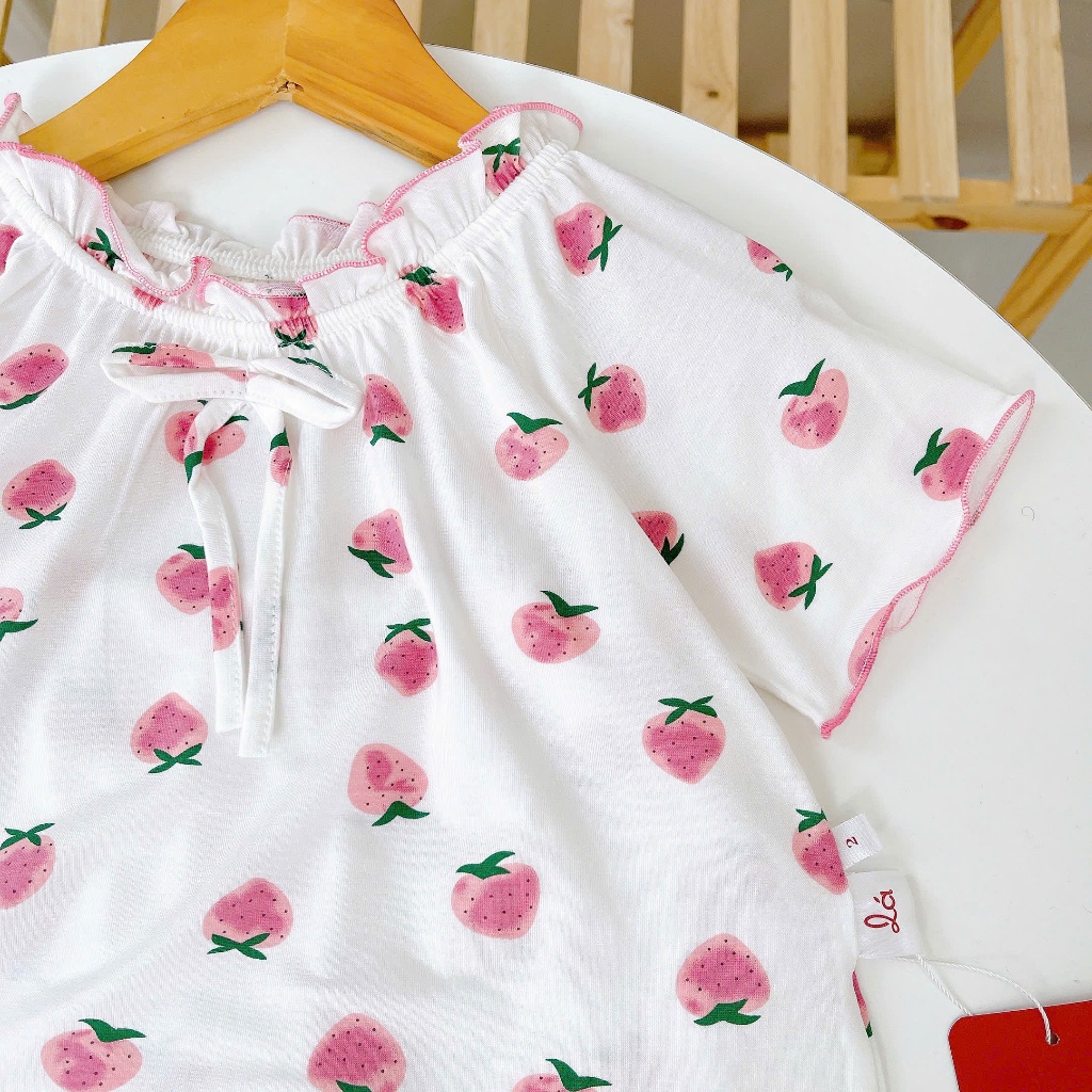Bộ tay ngắn quần dài bé gái 95% sợi sồi Modal Lá Homewear MOD3 mềm mướt mát lạnh babydoll dễ thương