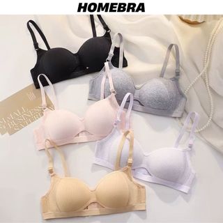 Áo ngực nữ không gọng cotton gân tăm thoáng mát đệm mút mỏng gom ngực co giãn vừa vặn HOMBRA A6114