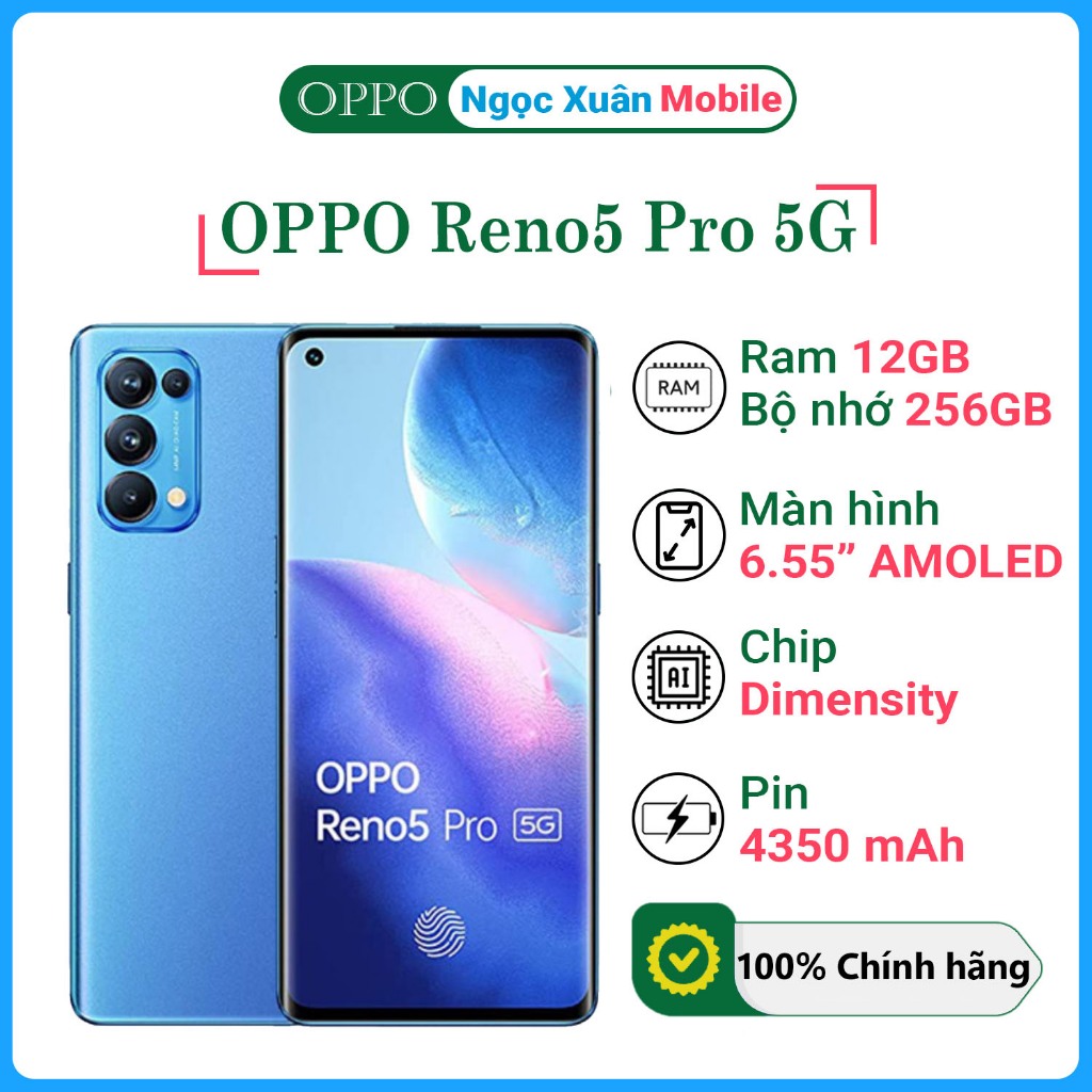 Điện thoại OPPO Reno 5 Pro 5G Ram 12GB/256GB - Màn hình cong, Chip ...