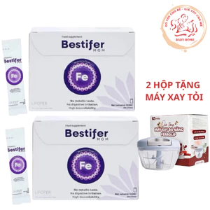 Combo 2 hộp sắt Bestifer Mom cho mẹ bầu sau sinh hỗ trợ giảm thiếu máu do thiếu sắt hộp 24 gói
