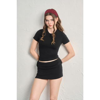 THEKIM Áo thun ngắn tay trơn ôm body , áo thun chất liệu soft rib 100% cotton mềm mại T337