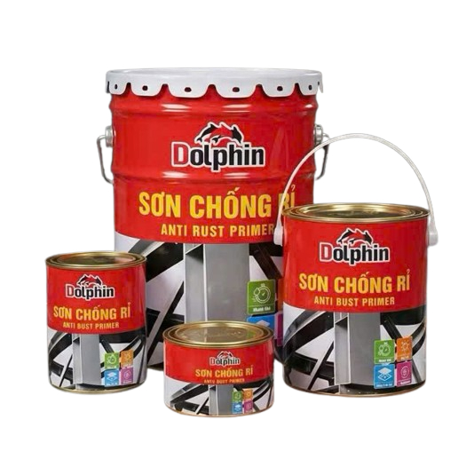 {Lon 2,7kg} Sơn Chống Rỉ Sét ALKYD DOLPHIN trên bề mặt kim loại, máy móc, nhà xưởng…