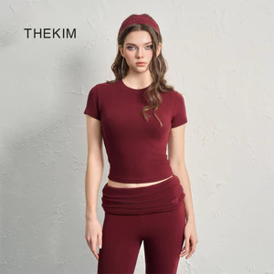 THEKIM Áo thun ngắn tay trơn ôm body , áo thun chất liệu soft rib 100% cotton mềm mại T337