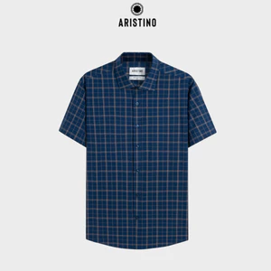 Áo Sơ Mi Nam Aristino Regular Fit Kẻ Nâu Chất liệu Bamboo Spandex ASS612EDP01
