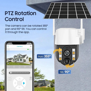 5MP Giám sát năng lượng mặt trời 4G PTZ Âm thanh 2 chiều Tự động theo dõi con người Camera giám sát 360 độ CCTV tặng sim