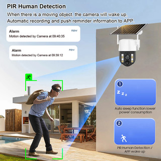 5MP Giám sát năng lượng mặt trời 4G PTZ Âm thanh 2 chiều Tự động theo dõi con người Camera giám sát 360 độ CCTV tặng sim