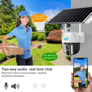 5MP Giám sát năng lượng mặt trời 4G PTZ Âm thanh 2 chiều Tự động theo dõi con người Camera giám sát 360 độ CCTV tặng sim