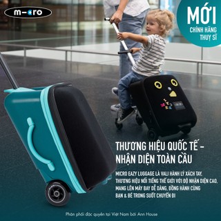 Vali trẻ em gấp gọn Micro Eazy Luggage Forest Green - Thương hiệu Thuỵ Sĩ - Bảo hành 1 năm