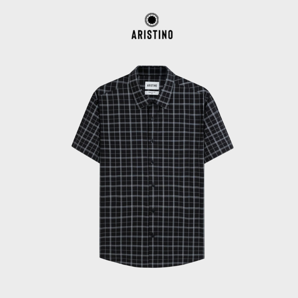 NEW Áo Sơ Mi Nam Aristino Regular Fit Kẻ Xám Chất liệu Bamboo Polyester ASS616EDP01