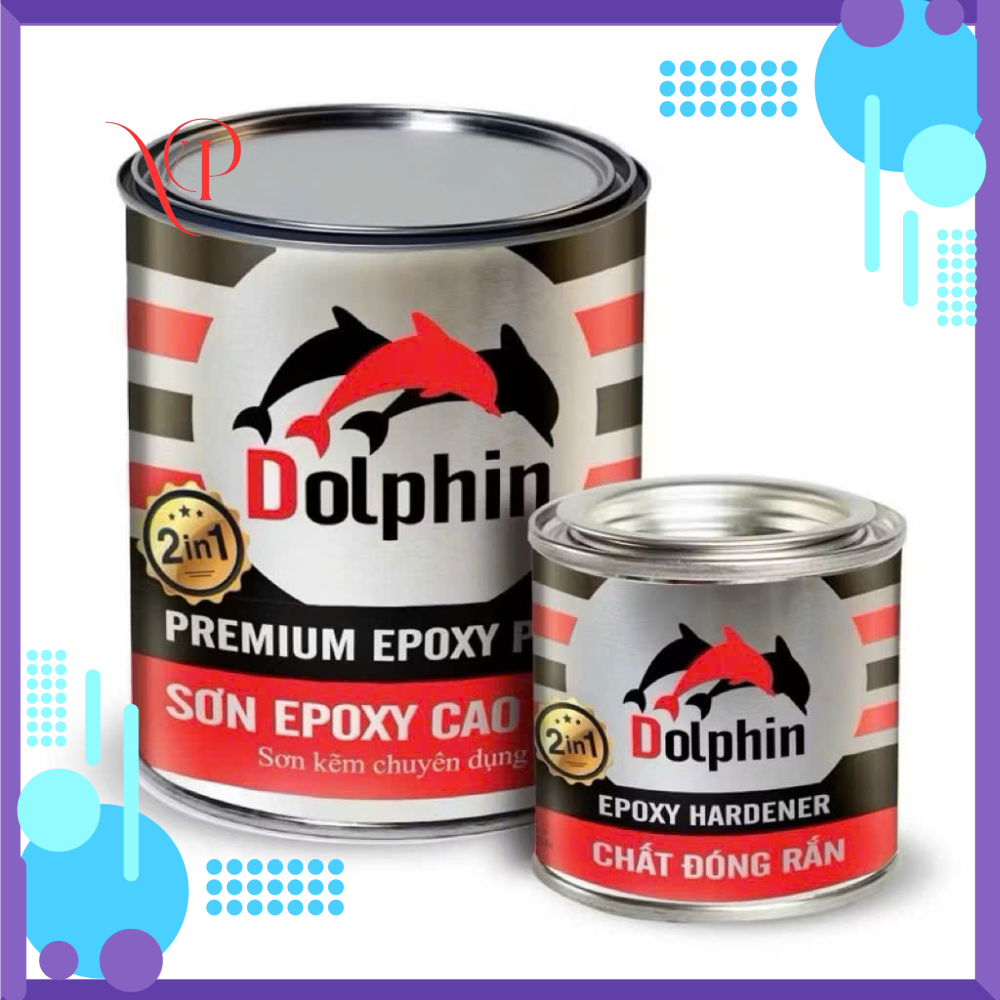 {Bộ 4kg-Tặng cọ} Sơn mạ kẽm chuyên dụng Epoxy Dolphin 2K(2 thành phần)