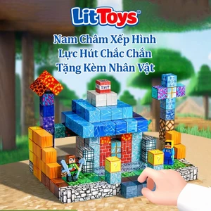 Combo 50/100/200 Khối Nam Châm ToysLit Xếp Hình MyCecRaft Tặng Kèm Nhân Vật Vui Nhộn Cho Bé
