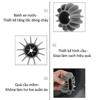 Set 10 cái Bóng giặt silicon mềm chống rối làm thẳng quần áo khi giặt tiện dụng kích thước 6cmx3.5cm