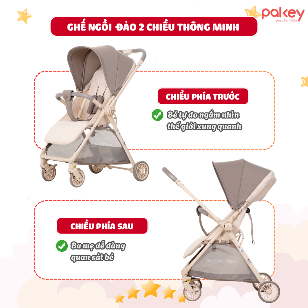 [HỎA TỐC] Xe Đẩy Gấp Gọn Cao Cấp Baobaohao A12, Xe Đẩy Cho Bé Trọng Lượng Siêu Nhẹ Bánh Xe Phanh Kép An Toàn Cho Bé