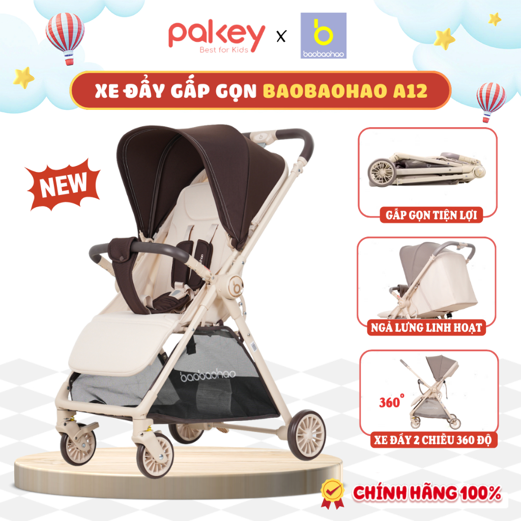 [Mới 2026 ] Xe Đẩy Baobaohao A12 Đảo 2 Chiều Tiện Lợi, Xe Đẩy Gấp Gọn Trọng Lượng Siêu Nhẹ Dễ Dàng Di Chuyển