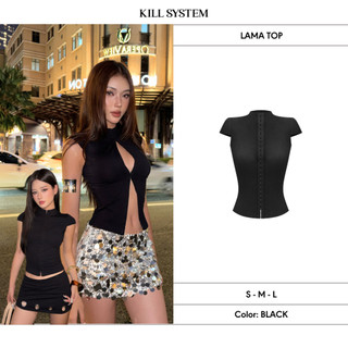 Áo thun mắc cài dáng corset chất umi dày dặn sexy tôn dáng LAMA - 𝐊𝐈𝐋𝐋 𝐒𝐘𝐒𝐓𝐄𝐌