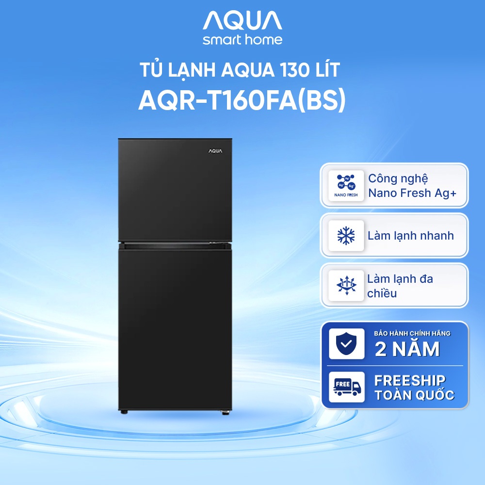 [SALE] Tủ lạnh AQUA 130 lít ngăn đá trên AQR-T160FA(BS) - Màu đen - Freeship toàn quốc - Bảo hành 2 năm