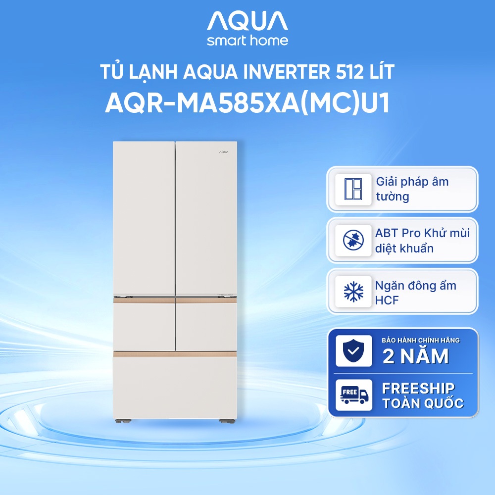 Tủ lạnh AQUA Inverter 512 lit AQR-MA585XA(MC)U1 - Làm đá tự động - Bảo hành 2 năm