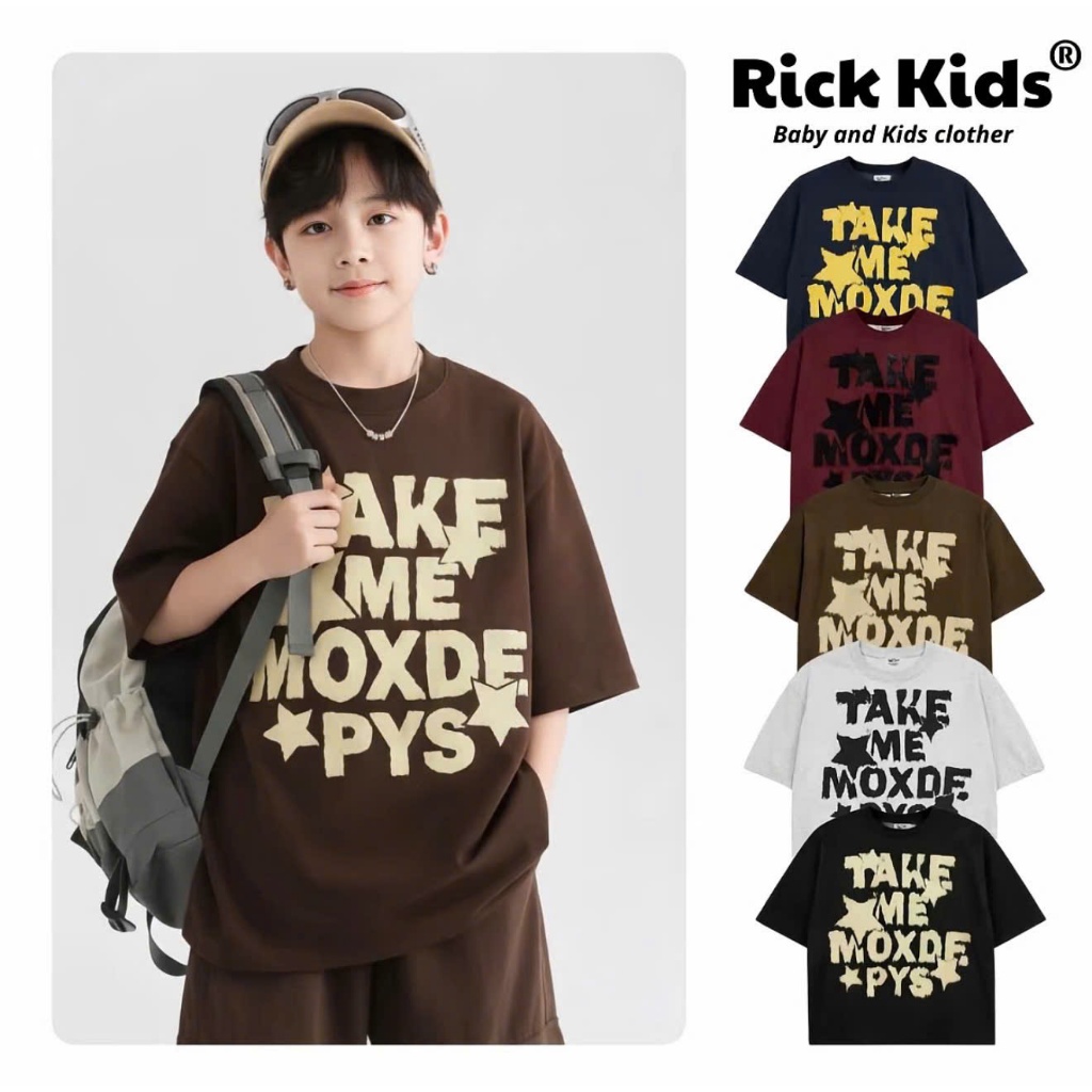 Áo Thun Cộc Tay In Chữ Take Me Moxde Cho Bé Trai Gái Unisex Chất Liệu Cotton Cao Cấp - R4