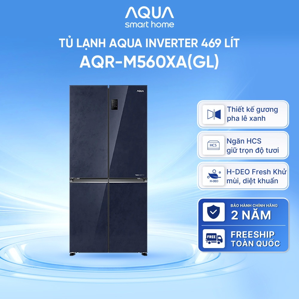 Tủ Lạnh Aqua Inverter 469 Lít AQR-M560XA(GL) - Bảo hành 2 năm - Freeship toàn quốc