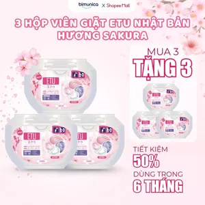 Combo 3 Hộp Viên Giặt Quần Áo ETU 4 IN1 Hương Sakura Hoa Anh Đào Thơm Sạch Dịu Nhẹ