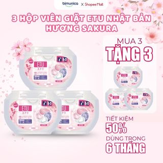 Combo 3 Hộp Viên Giặt Quần Áo ETU 4 IN1 Hương Sakura Hoa Anh Đào Thơm Sạch Dịu Nhẹ
