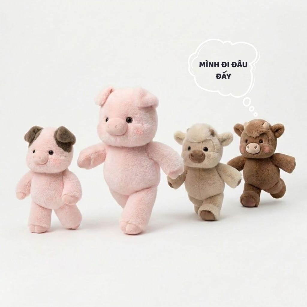 Gấu bông Heo/Lợn chạy bộ dễ thương, Thú nhồi bông con Heo/Lợn lắc chân nhún nhảy làm quà tặng vui vẻ cho bé, bạn gái