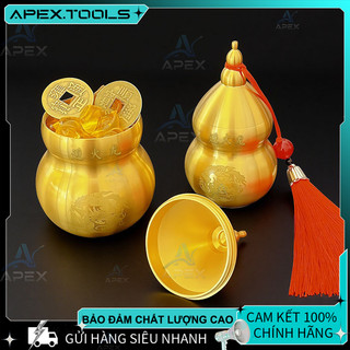 APEX Hồ Lô Phong Thủy Quả Bầu Đồng Thau Họa Tiết Rồng Lửa Thủ Công May Mắn Tài Lộc Trưng Bày Trang Trí