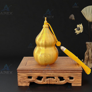 APEX Hồ Lô Phong Thủy Quả Bầu Đồng Thau Họa Tiết Rồng Lửa Thủ Công May Mắn Tài Lộc Trưng Bày Trang Trí