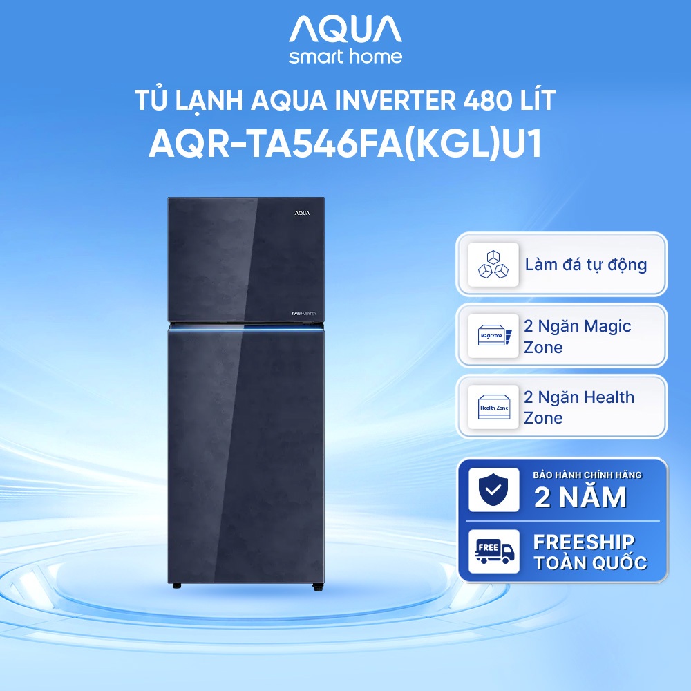 Tủ lạnh Aqua Inverter 480 lít AQR-TA546FA(KGL)U1 - Bảo hành 2 năm - Freeship toàn quốc