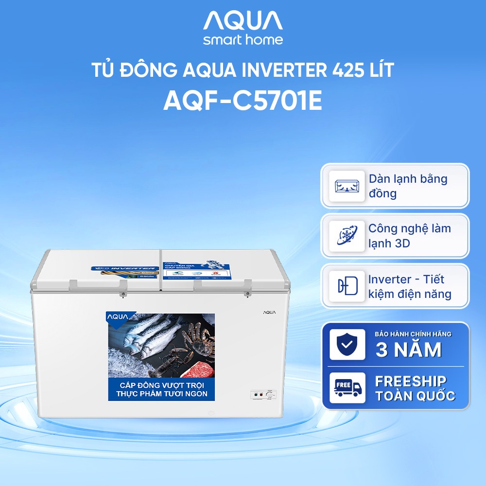 Tủ đông Aqua Inverter 425 lít AQF-C5701E - Hàng chính hãng
