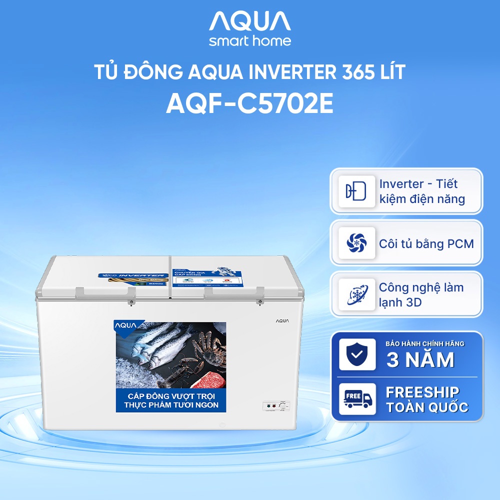 Tủ đông Aqua Inverter 365 Lít AQF-C5702E - Hàng chính hãng
