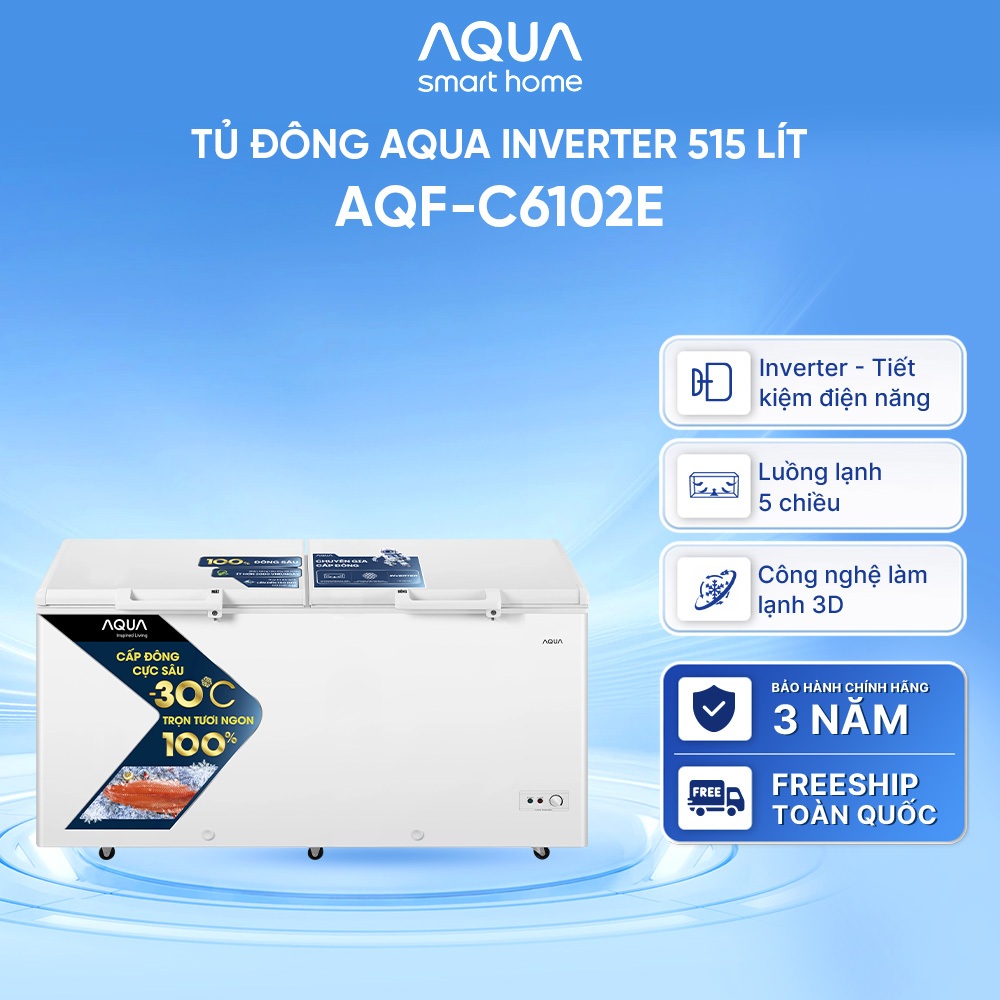 Tủ đông Aqua Inverter 515 Lít AQF-C6102E