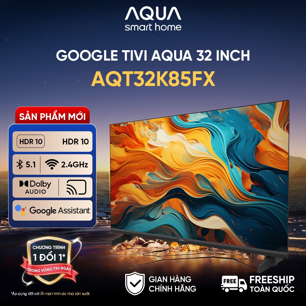 Tivi AQUA HDR AQT32K85FX - viền mỏng 0.3cm - Bảo hành 1 đổi 1 với lỗi màn NSX trong 730 ngáy - Freeship toàn quốc