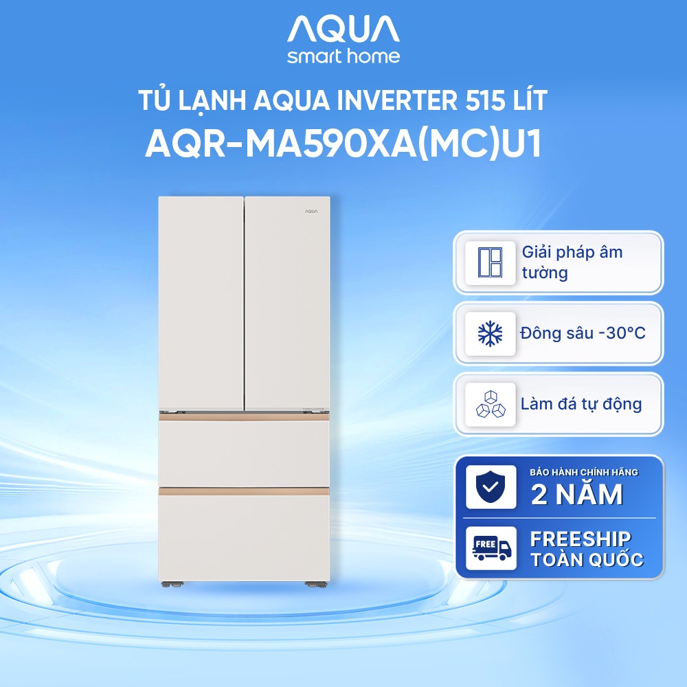Tủ lạnh AQUA Inverter 515 lit  AQR-MA590XA(MC)U1 - Làm đá tự động - Bảo hành 2 năm