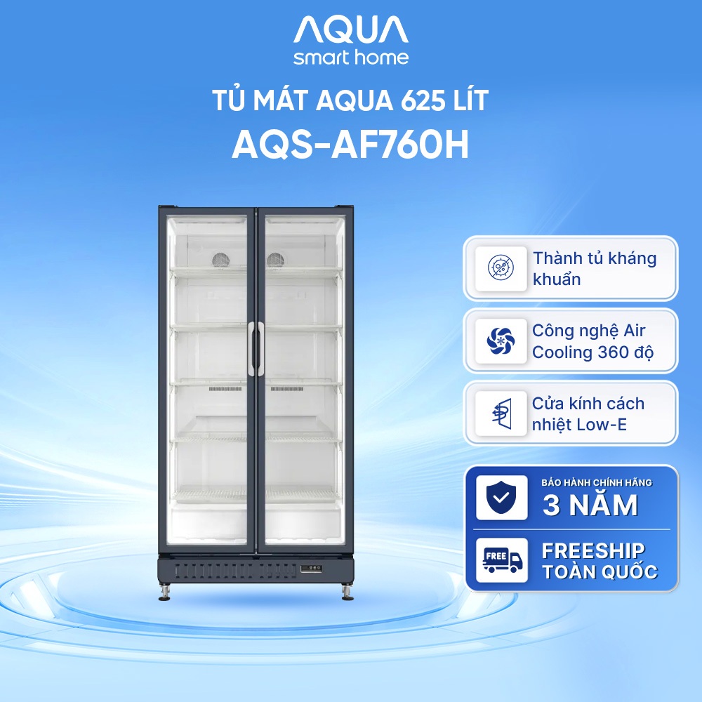 [SẢN PHẨM MỚI 2025] Tủ mát AQUA 625 lít AQS-AF760H - Làm lạnh 360 độ - 5 ngăn mát - Freeship