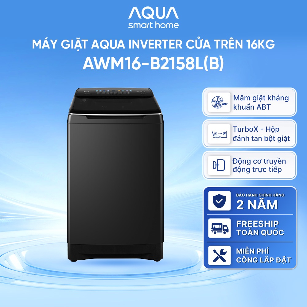 [SẢN PHẨM MỚI] Máy giặt cửa trên Inverter 16kg AQUA  AWM16-B2158L(B) - Freeship toàn quốc